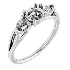 14K White Gold  5.8 mm Round Engagement Ring Mounting