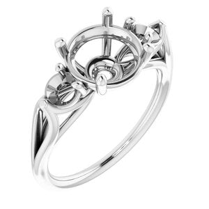 14K White Gold  8.8 mm Round Engagement Ring Mounting