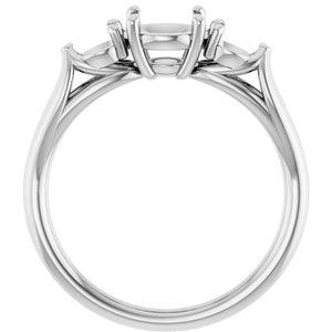 14K White Gold  6.5 mm Round Engagement Ring Mounting