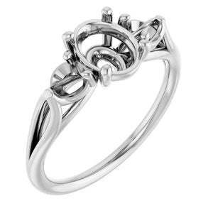 14K White Gold  8x6 mm Oval Engagement Ring Mounting