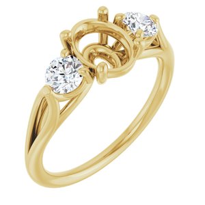 14K Yellow Gold 9 x 7 mm Oval 1/2 CTW Lab-Grown Diamond Semi-Set Engagement Ring