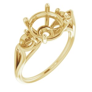 14K Yellow Gold  9.4 mm Round Engagement Ring Mounting