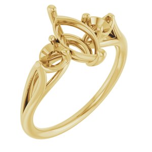 14K Yellow Gold  10x5 mm Marquise Engagement Ring Mounting