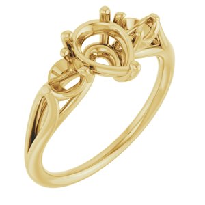 14K Yellow Gold  8x6 mm Pear Engagement Ring Mounting