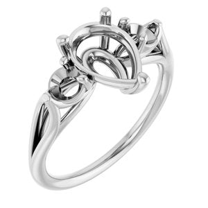 14K White Gold  10x7 mm Pear Engagement Ring Mounting