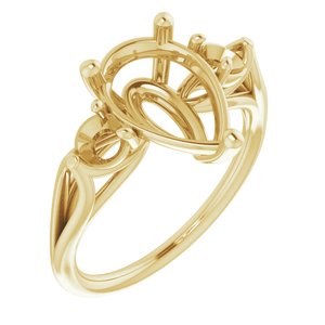 14K Yellow Gold  12x8 mm Pear Engagement Ring Mounting