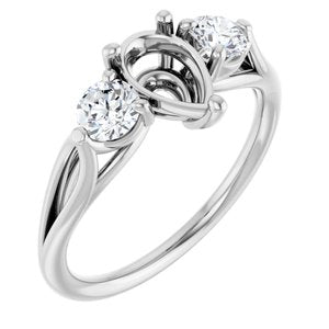 14K White Gold 8 x 5 mm Pear 1/2 CTW Lab-Grown Diamond Semi-Set Engagement Ring