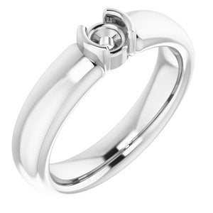 14K White Gold 4.1 mm Round Half-Bezel Solitaire Engagement Ring Mounting