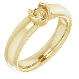 14K Yellow Gold 4.4 mm Round Half-Bezel Solitaire Engagement Ring Mounting