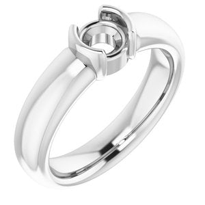 Platinum 5.2 mm Round Half-Bezel Solitaire Engagement Ring Mounting