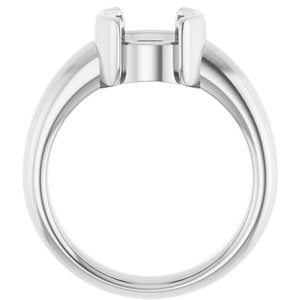 14K White Gold 8 mm Round Half-Bezel Solitaire Engagement Ring Mounting