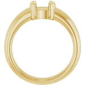 14K Yellow Gold 6x6 mm Cushion Half-Bezel Solitaire Engagement Ring Mounting