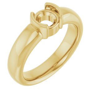 14K Yellow Gold 5.8 mm Round Half-Bezel Solitaire Engagement Ring Mounting