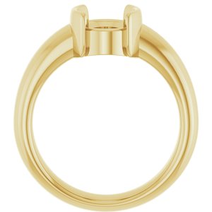 14K Yellow Gold 9x7 mm Oval Half-Bezel Solitaire Engagement Ring Mounting