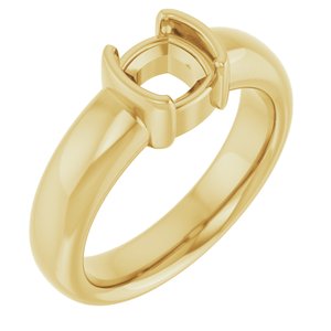 14K Yellow Gold 6x6 mm Cushion Half-Bezel Solitaire Engagement Ring Mounting