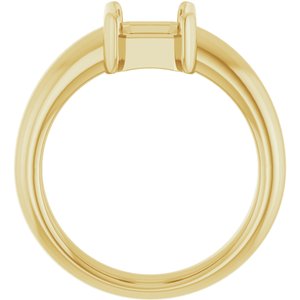 14K Yellow Gold 8x6 mm Emerald Half-Bezel Solitaire Engagement Ring Mounting