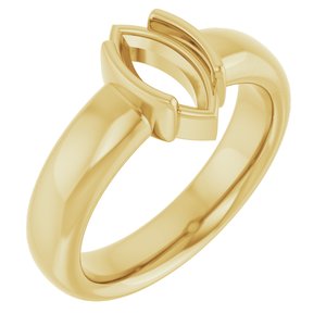 10K Yellow Gold 10x5 mm Marquise Half-Bezel Solitaire Engagement Ring Mounting