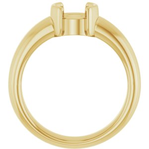 14K Yellow Gold 6.5 mm Round Half-Bezel Solitaire Engagement Ring Mounting