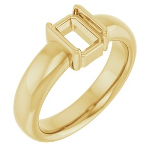 14K Yellow Gold 7x5 mm Emerald Half-Bezel Solitaire Engagement Ring Mounting