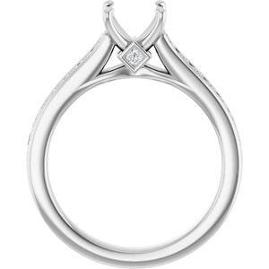 Platinum 5x5 mm Square 7/8 CTW Natural Diamond Semi-Set Engagement Ring