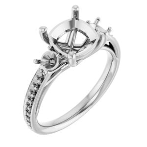 14K White Gold 8x8 mm Cushion Engagement Ring Mounting