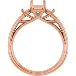 14K Rose Gold 7x5 mm Emerald Engagement Ring Mounting