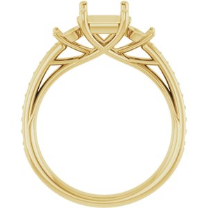 14K Yellow Gold 8x6 mm Emerald Engagement Ring Mounting