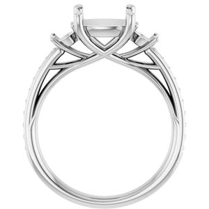 14K White Gold 8x8 mm Cushion Engagement Ring Mounting
