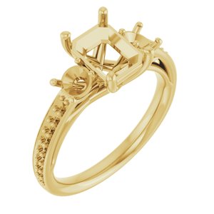 14K Yellow Gold 8x6 mm Emerald Engagement Ring Mounting