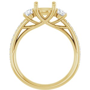 14K Yellow Gold 7 mm Round 1/2 CTW Lab-Grown Diamond Semi-Set Engagement Ring