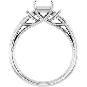 14K White Gold 5x5 mm Square Engagement Ring Mounting