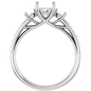 14K White Gold 6.5 mm Round Engagement Ring Mounting