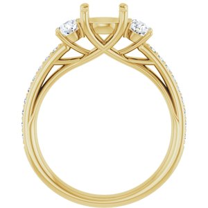 14K Yellow Gold 6.5 mm Round 1/2 CTW Lab-Grown Diamond Semi-Set Engagement Ring