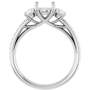 14K White Gold 6.5 mm Round 1/2 CTW Natural Diamond Semi-Set Engagement Ring