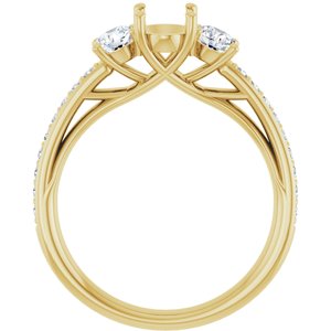 14K Yellow Gold 7x5 mm Oval 1/2 CTW Natural Diamond Semi-Set Engagement Ring
