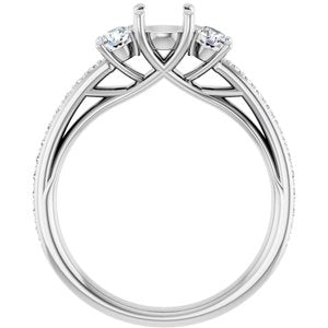 14K White Gold 5.2 mm Round 3/8 CTW Natural Diamond Semi-Set Engagement Ring