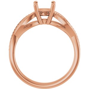 14K Rose Gold  6.5 mm Round Engagement Ring Mounting