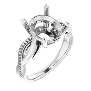Platinum  12x10 mm Oval Engagement Ring Mounting