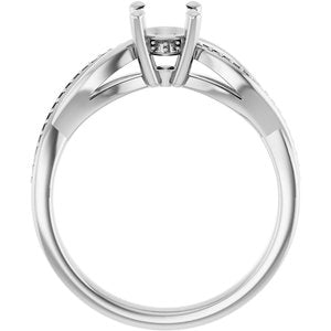 14K White Gold  7x5 mm Oval Engagement Ring Mounting