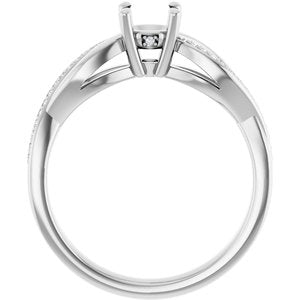 14K White Gold 5.2 mm Round .07 CTW Natural Diamond Semi-Set Engagement Ring
