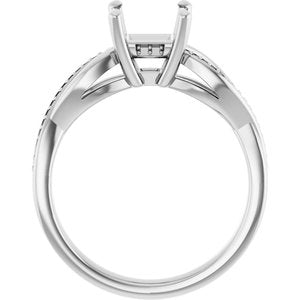 14K White Gold  5.5 mm Square Engagement Ring Mounting
