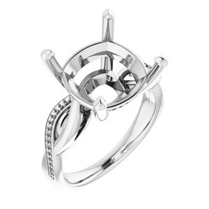 Platinum  12 mm Cushion Engagement Ring Mounting