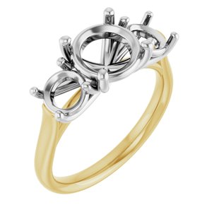14K Yellow/White Gold 8 mm Round Engagement Ring Mounting