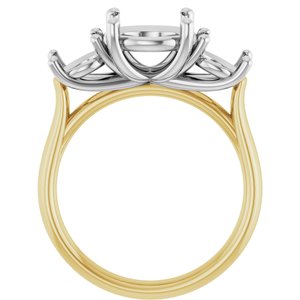 14K Yellow/White Gold 9 mm Round Engagement Ring Mounting