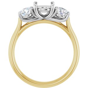 14K Yellow/White Gold 6.5 mm Round 3/4 CTW Lab-Grown Diamond Semi-Set Engagement Ring