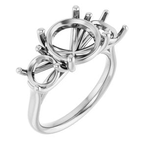14K White Gold 10 mm Round Engagement Ring Mounting