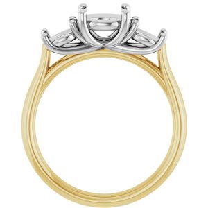 14K Yellow Gold & Platinum 7 mm Round Engagement Ring Mounting