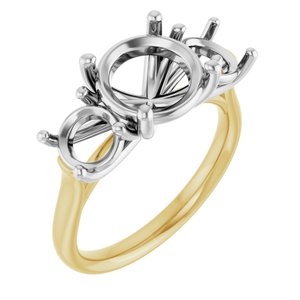14K Yellow/White Gold 9 mm Round Engagement Ring Mounting