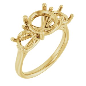 14K Yellow Gold 9 mm Round Engagement Ring Mounting