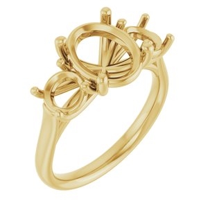 10K Yellow Gold 10x8 mm Oval Engagement Ring Mounting
